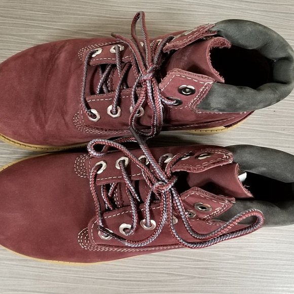 Timberland Premium Waterproof Leather Boot, Dark Port, Little Kid Size 13.5 / 32 - Picture 8 of 10